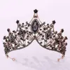 Fordeven retro barokowy styl czarny kryształowa księżniczka diadem i korony kobiety panna młoda noiva biżuteria ślubna opaski na głowę 214842110