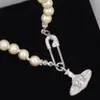 Top-Qualität Pin Perle Anhänger Halskette Designer 925 Sterling Silber voller Diamant Planet Halsband Schlüsselbein Kette für Frauen Schmuck Geschenk