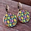 Stud Earrings Creative Cocktail Fashionable Pattern Glass Round Top Cute Colored Wine Women's Jewelry Earring