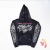 Hellstar Hoodies Tracksuit Flame Skeleton tvättade gamla tröjor Vintage Street Pants Overized Men Women Hell Star Hoody 231221