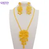 Ensemble de bijoux de mode Africain Dubai Gold Couleur Fleur Fleur Flore de collier à longue chaîne Ensembles d'oreilles pour femmes Cadeaux de fête de mariage 231221