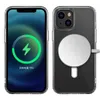 Transparante heldere magnetische telefoonhoesjes voor iPhone 15 14 plus 13 12 11 Pro Max XR XS Max Samsung S24 S23 Wireless Charger Acryl -schokdekbare hoes met retailpakket