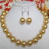 Collier de perle de 10 mm jaune naturel de 10 mm 18 '' Set 307y