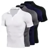 Camisetas masculinas de la cremallera ropa de fitness camiseta deportes secado rápido clo