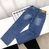 Men's Jeans Wavy Line Letter Printed Fashion Men Women Straight Leg Casual Loose Denim Pants