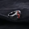 Pierścionki ślubne biżuteria 3 kamienie oryginalna czerwona granat 925 Srebrny pierścień dla kobiet szlachetne biżuterię Prezent zaręczynowy 231222