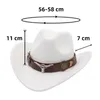 Cappello nero da cowboy occidentale con decorazioni per toro classico brim jazz imitazione cappelli di lana per donne sentirsi cavaliere 231221