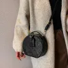 Hochwertige Damen-Freizeithandtasche, berühmte Designer-Mode, geprägt, rund, süßes Leder, Umhängetasche, einzelne Umhängetasche