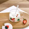 Wine Glasses High Borosilicate Glass Cup With Lid For Household Women Aesthetic Value Strawberry Mug Office Water Milk Breakfast