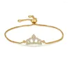 Łańcuchowe łącza bransoletki sześcienne cyrkon kryształowy krzyż crown infinity 8 miedziany łańcuch Regulowany Bransoletka urokowa dla kobiet imprezowy biżuteria upuszcza OTRVB