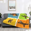 Blankets Cute Yoga Sloth Flannel Throw Blanket 80X60 Super Soft Fleece Plush Cozy Lightweight Durable For All Seasonsl231123 Drop De Dhhpm