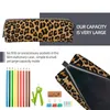 Bolsas de cosméticos adoráveis ​​estampas de lápis de leopardo para aluno para estudantes bolsas de armazenamento de armazenamento escolar papelaria de presente