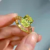 Anneaux de mariage Jinrom Vintage 18K Gold plaqué 925 STERLING SILPS 9 * 11 mm Zircon péridot Gemstone Wedding Fine Jewelry Ring For Women Gift 231222