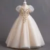 Kız Elbiseleri Kabarık Çiçek Elbise Dantel İşlemeli Düğün Prenses Elbise Host Performans Kostüm Etek Noel Partisi Gece Elbisesi231222