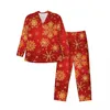 Vêtements de sommeil pour hommes en or rouge de neige pyjama sets Noël charmant mâle à manches longues décontractées à manches