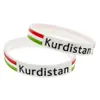 1pc kurdistan drapeau logo silicone bracelet blanc taille adulte douce et flexible idéal pour les produits laitiers 207n