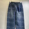 Letters geborduurde damesjeans Denim broek Blauwe Jean-broek Casual jeans met rechte pijpen