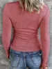 T-shirts T-shirts pour femmes 2023 Button Slim à manches longues Brousse O-Clouse rose Style d'automne serré Unique Fashion Outdoor Activités Office Tops pour femmes