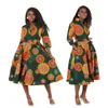 Etnisk kläder mode lapel 2/3 hylsa afrikansk klänning för kvinnor kläder fest aftonklänningar damer traditionella snörningar