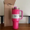 ABD Stok Pembe Geçit Töreni 1: 1 Logo H2.0 40oz Paslanmaz Çelik Tumbler Silikonlu Saplı Kapak ve Saman Seyahat Araba Kupaları Soğuk Su Şişeleri İçmeye Devam Edin