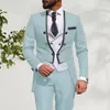 Yaz erkekleri düğün damat smokin ince fit iş rahat takım 3 adet blazer yelek pantoloncostume homme 231221