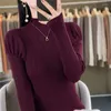 Chandails pour femmes Boutique Sweater à cou semi-haut d'automne et hiver en cachemire en tricot en cachemire solide à manches longues à manches longues