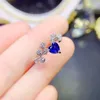 Cluster anneaux naturels sapphire dames anneau en forme de coeur en forme de pierre de pierre bijoux de boutique de boutique