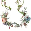 Roze blauw bloemhaar sieraden kunstmatige bloem tiara haarband bruids zomerkrans bladeren slinger haaraccessoires voor vrouwen vl246a