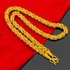 Chains Pure Gold Coating 24k Necklace Dragon Bone For Men Dubai Sand Chain Neck Collar Wedding Engagement Jewelry