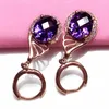 Dingle örhängen 585 Purple Gold Plated 14k Rose Shining Luxury Gem For Women Elegant Utsökt bröllopsengagemangsmycken