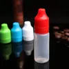 10 ml de bouteille vide de PE 2500pcs bouteilles de compte-gouttes en plastique translucides 10 ml ejuice avec couvercles de sabot pour les enfants minces coeiu