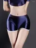 Damenshorts Süßigkeiten Farbe Mode Middle Taille Satin glatte enge lässige Hose bequeme Strandbekleidung Elastizität sexy Fitness