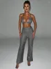Dwuczęściowe spodnie damskie Mozision Fashion Blask Blazer zestawów kobiet stroje z pełnym rękawem i spodnie cekiny sexy długi zestaw
