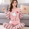 Frauen Nachtwäsche Cartoon Größe Herbst Sommer Plaid 2 Stück Pijama 5xl Loungewear Big Homewear Pyjamas Pyjama Sets Mujer PJs