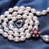 Schöne rote Blume 925 Sterling Silber Perlenkette Whitepinkpurple natürlicher Süßwasser Fein Schmuck Frauen 231221