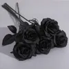 Fleurs décoratives Roses noires de style gothique artificiel Dark Series Decor décoration de mariage de mariage faux intérieur éternel rose 2024 cadeau