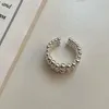 Eheringe Drei Schichten Perlen Ball Open Ring Sterling Silber Einfache hochpolierte einfache verstellbare Reihenperlen Fingerring für Frauen 231222