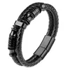 Bedelarmbanden dubbele lagen echte lederen armband voor mannen roestvrijstalen magnetische gesp mode man speciale sieraden