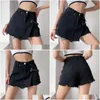 Röcke Schwarz Goth Bandage Mini Denim Shorts Rock Vintage Y2K Gothic Fringe Jeans Punk Lolita Kawaii High Taille Frauen Drop Delivery ap dhsiw