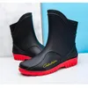 Sandals Rain Boots Men's Medium Tube Brand Fashion Outdoor Waterproof Hiking Work Shoes Car Wash Fishing Shoes Kitchen Work Rubber Shoes
