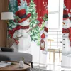 Gordijn Kerstmis Snowflake Pine Snowman Sheer Curtains Home Decorations Raam Tule voor woonkamer Slaapkamer 2 stks