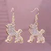 Kolczyki Dangle Metal Clear Rhinestone InLay Animal Pretty pudle Society for Women