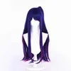 Parrucche cosplay Al bambino ho consigliato la parrucca Starry Wild Love Cos con un set completo di capelli lunghi blu viola speciali con tintura in evidenza superiore del cuoio capelluto simulato