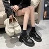 Dress Shoes Platform Loafers For Women Thick-heeled Slip-on Walking British-style High Heels Small Leather