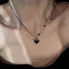 Colliers pendants Y2K Titanium Steel Collier Heart incrusté Crystal Sparkling Design Accessoires Bijoux Gift For Women Girls Party