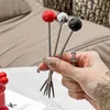 Fourks 6pcs Bottes Set Fruit Fork avec porte-gâteau en acier inoxydable Sandwich Salade Picks Home Dining Table Decoration Cadeaux