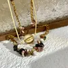 Подвесные ожерелья богемный национальный стиль двойной слой гравий хрустальный ожерелье льня