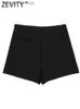 Shorts femininos Zevity 2023 Women Fashion Belt Design assimétrico Mini -saia shorts laterais laterais zíper quente Chic Pantne Cortos Qun5454l231222