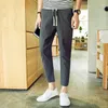 Men's Pants Linen Korean Version Summer Thin High School Student Casual Cotton Slim Streetwear Cargo