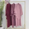 Ethnische Kleidung 2pcs Eid Kapuze Khimar Abayas Muslim Frauen Gebetskleid